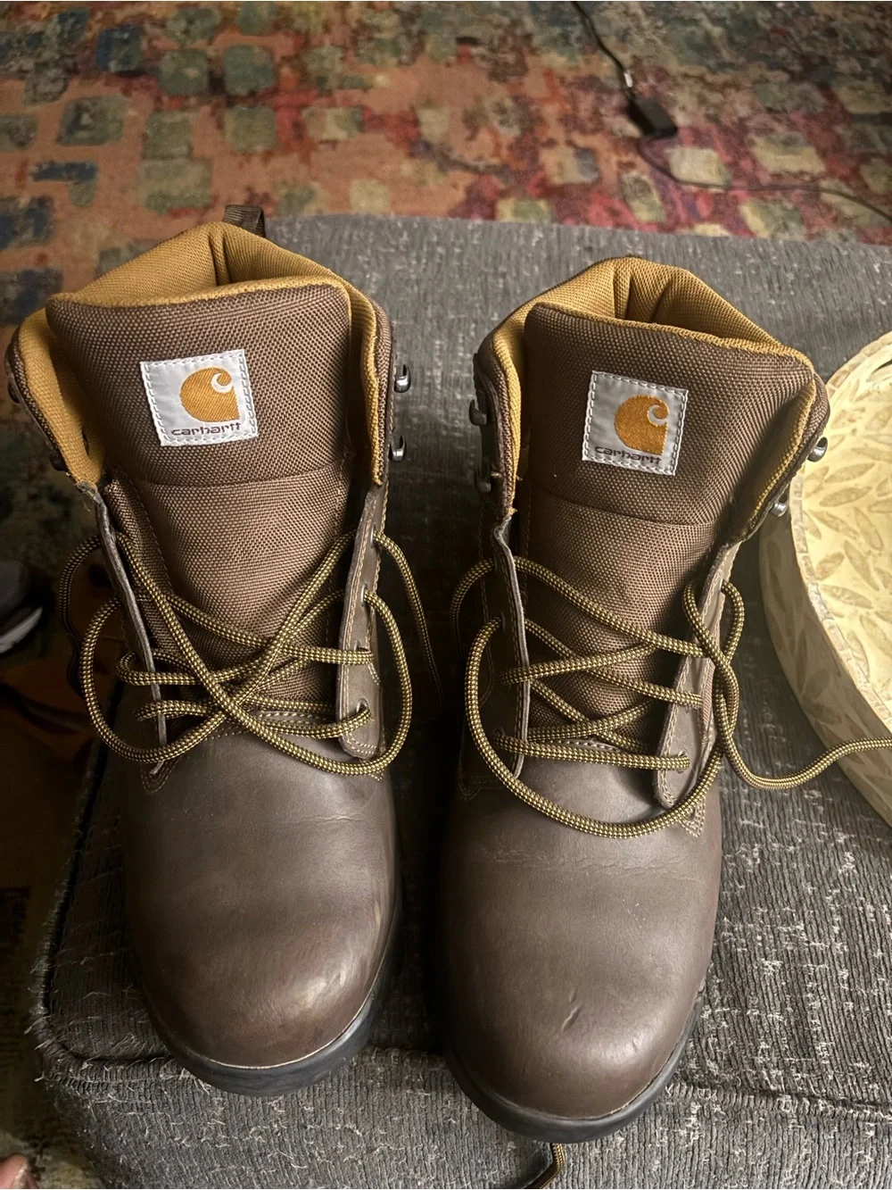 Carhartt Men's Dark Brown Work Boots with Tan Lining
